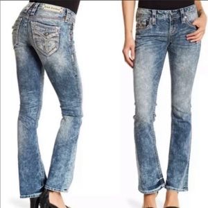 ROCK REVIVAL BOOTCUT WOMENS JEANS EMBELLISHED 28